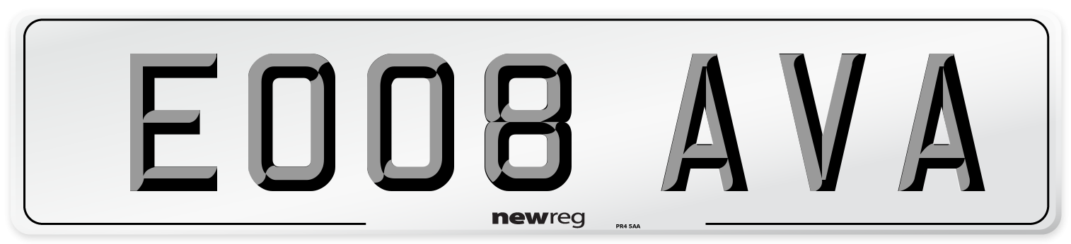 EO08 AVA Number Plate from New Reg